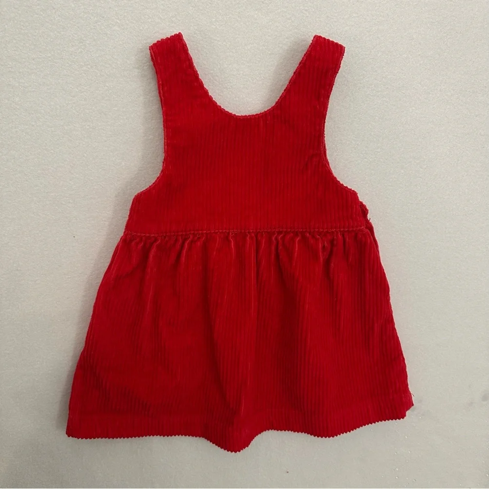 Vintage Carter's Corduroy Dress‎ Red Button Straps Baby Toddler Size 12M